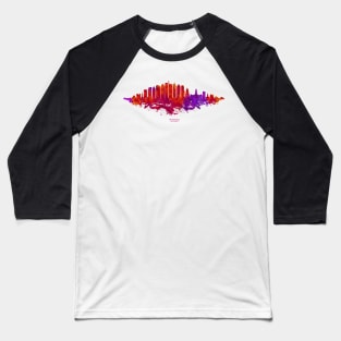 Philadelphia City Skyline - Watercolor Red, orange, purple Baseball T-Shirt